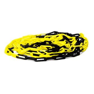 Plastkedja för avspärrning, 8 mm, längd: 24 m, gul/svart
