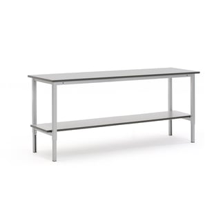 Arbetsbord, 2000x600mm inkl underhylla, ljusgrå