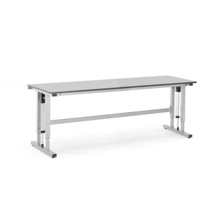 Höj- och sänkbart arbetsbord, 300 kg, 2500x800 mm, ljusgrå