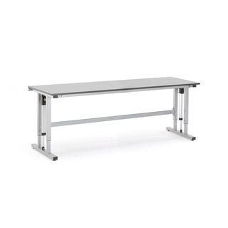 Höj- och sänkbart arbetsbord, 300 kg, 2500x800 mm, ljusgrå