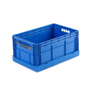 Sammenleggbar kasse, L600 B400 H285 mm, blå
