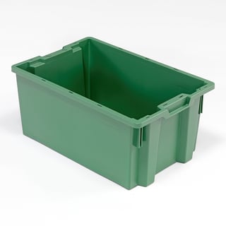 Oppbevaringsboks, stabelbar, 50 l, L600 B400 H270 mm, grønn