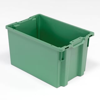 Oppbevaringsboks, stabelbar, 66 l, L600 B400 H350 mm, grønn