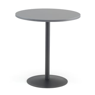 Cafebord, Ø700 H735 mm, grå laminat, svart