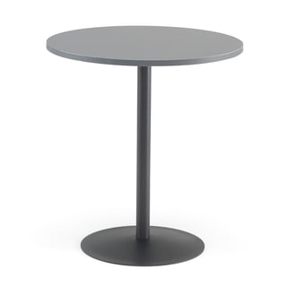 Cafebord, Ø700 H735 mm, grå laminat, svart