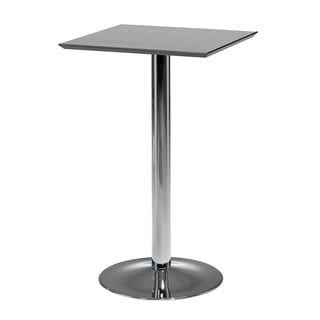 Barbord med träådrad skiva, 700x700 mm, svart, kromat stativ