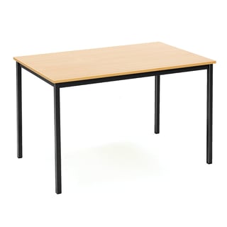 Kantinebord, L1200 B800 H735 mm, bøk laminat, svart stativ