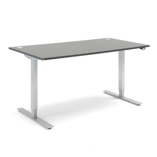 Skrivebord, hev/senk, L1600 B800 H700–1170 mm, grå laminat