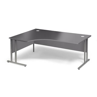 Hjørneskrivebord, innsynsskjerming, venstre, L1800 B1200 H720 mm, grå laminat