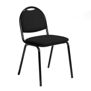 Kantinestol med stoppet sete og rygg, kunstskinn, svart/svart