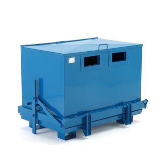 Container, bunntømmende, med lokk, 700 l, blå