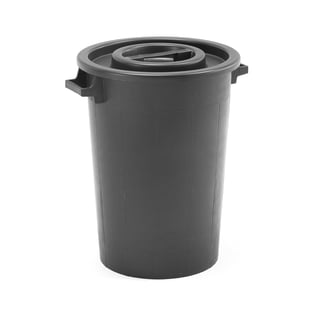Plast avfallsbeholder med lokk, 75 l, svart