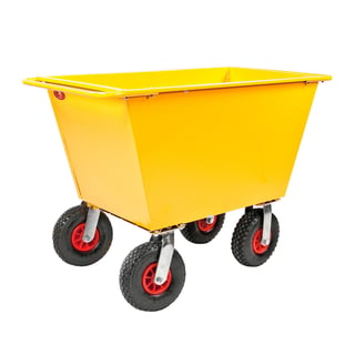 Sop- och avfallsvagn, volym 200 liter, luftgummihjul, gul