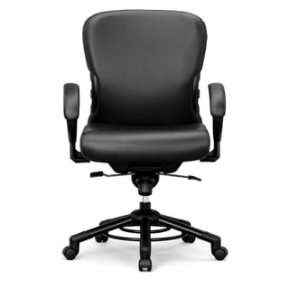 Extra kraftig kontorsstol i svart skinn inkl. armstöd. Maxbelastning 200kg