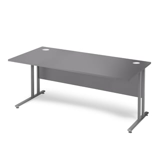 Skrivebord, innsynsskjerming, L1600 B800 H720 mm, grå laminat