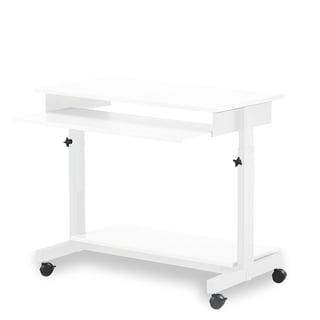 Databord, L780 B500 H700–820 mm, hvit/hvit