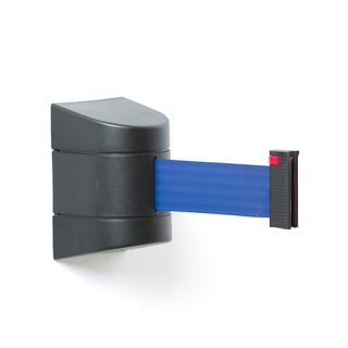 Avsperringsbånd, veggmontert, 4600 mm, svart, blått bånd