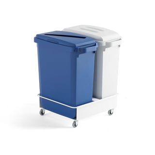 Sorteringskombination, 2 st 60 l avfallsbehållare, blå, grå