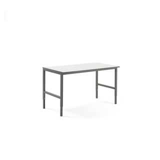 Arbetsbord, 1600x750 mm, laminat, vit skiva, grått underrede