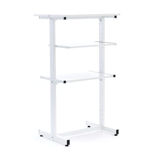 Datorbord, 700x550x1270 mm, vit melamin, vitt stativ