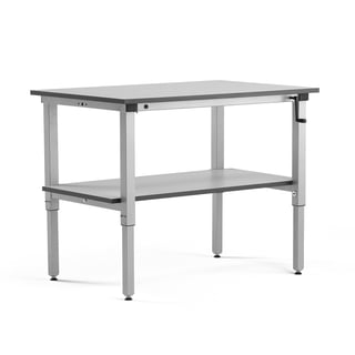 Arbetsbord, vev, 1200x800 mm, underhylla, 150 kg, ljusgrå