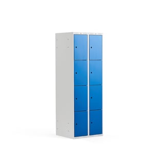 Småfacksskåp, 2 sektioner, 8 fack, 1740x600x550 mm, blå