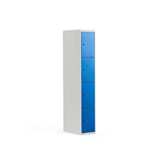 Småromsskap, 1 seksjon, 4 dører, flatt tak, H1740 B300 D550 mm, blå