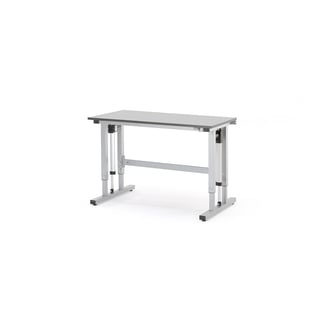 Arbeidsbord, hev/senk (elektrisk), 300 kg, L1200 B600 mm, grått