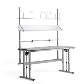 Pakkebord, hev/senk (elektrisk), L2000 B800 H715–1115 mm, grått