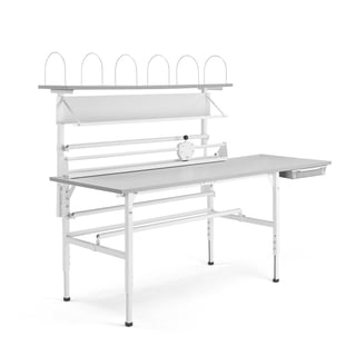 Packbord, 2000x800 mm, inkl överhylla, grå