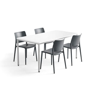 Möbelgrupp, 1 bord och 4 antracit stolar