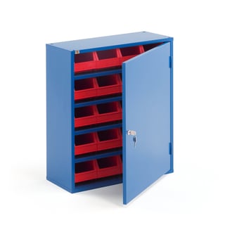 Seksjonsskap med 20 røde bokser, 800x660x275 mm, blå