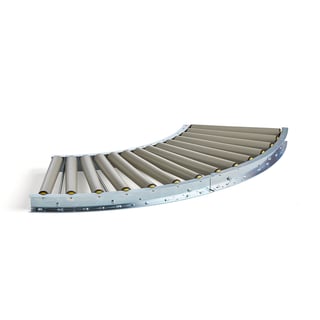 Rullbana, svängd 90 grader, PVC-rullar, 930x400 mm
