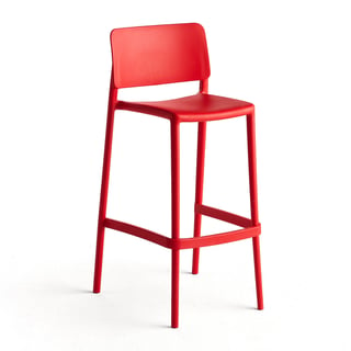 Høy barstol, H750 mm, rød