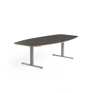 Møtebord, L2400 B1200 H720 mm, sølv stativ/mørk grå bordplate