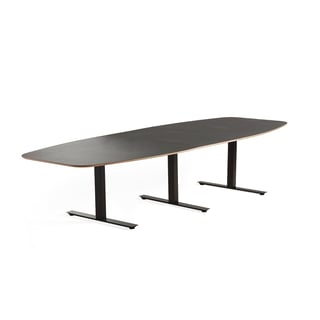 Møtebord, L3200 B1200 H720mm, svart understell/mørk grå bordplate