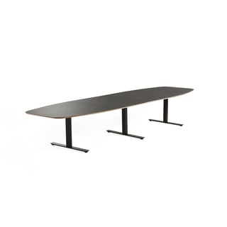 Møtebord, L4000 B1200 H720mm, svart understell/mørk grå bordplate