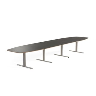 Møtebord, L4800 B1200 H720 mm, sølvfarget understell/mørk grå bordplate