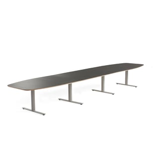 Møtebord, L5600 B1200 H720 mm, sølvfarget understell/mørk grå bordplate