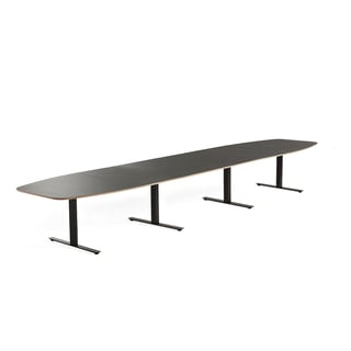 Konferensbord, 5600 mm, svart stativ, mörkgrå skiva