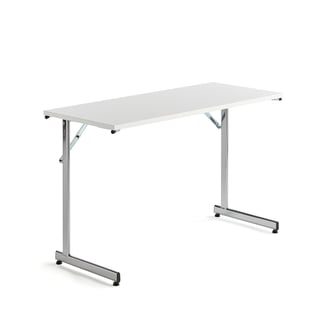 Konferensbord, fällbart, 1200x500 mm, vit laminat, krom