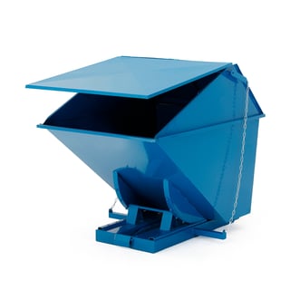 Tippcontainer, med lock, 1100 liter, blå