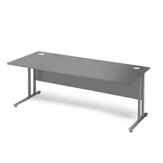 Skrivbord med rak skiva och insynsskydd, 1800x800 mm, grå laminat