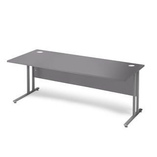 Skrivebord, innsynsskjerming, L1800 B800 H720 mm, grå laminat