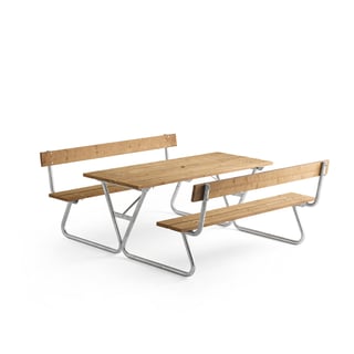 Piknikbord, med ryggstøtte, 1800, brun