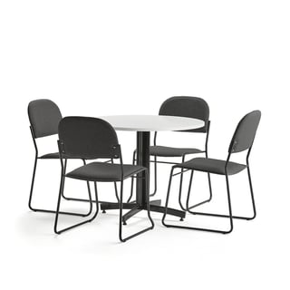 Konferansepakke SANNA + DAWSON, 1 bord og 4 antrasittgrå stoler