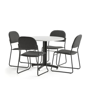 , 1 bord og 4 antrasitt stoler