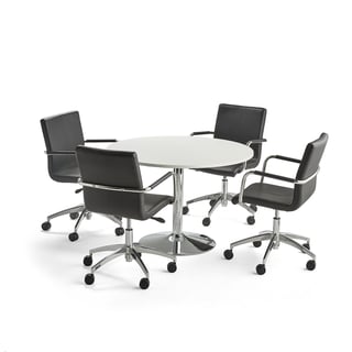 Möbelgrupp, 1 bord och 4 svarta stolar