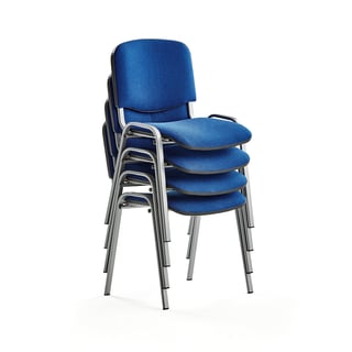Konferansestol, 4-pk., blå/grå