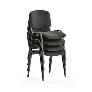 Konferansestol, 4-pk., grå/svart